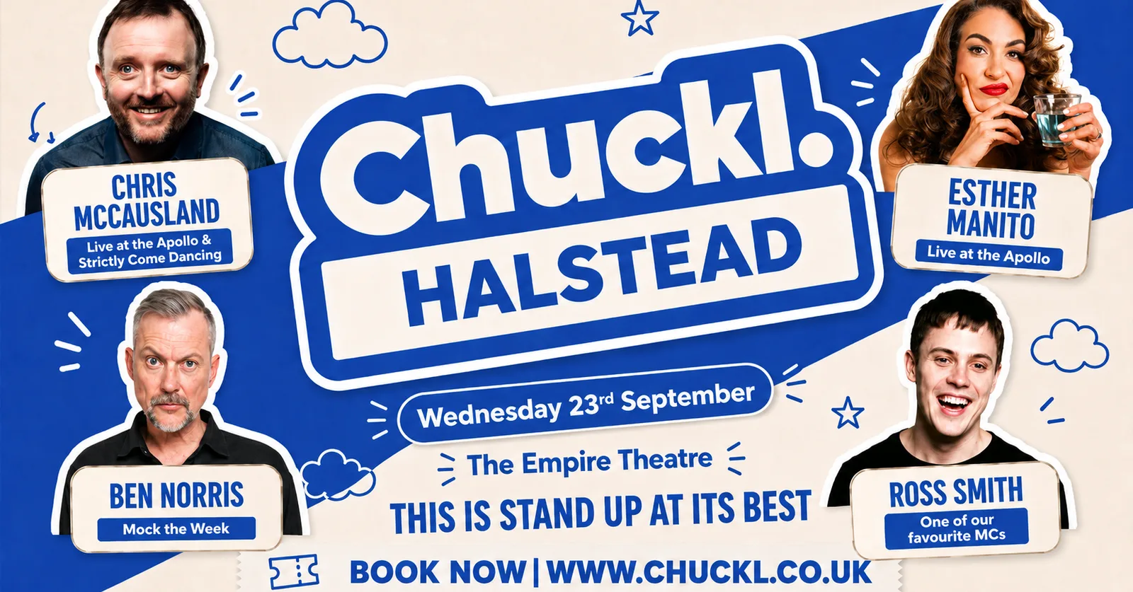 Chuckl. Halstead with headliner Chris McCausland